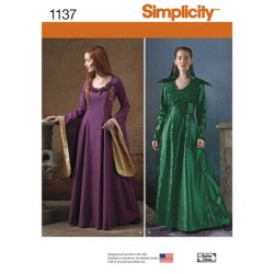 1137 MEDIEVAL GOWN SLVS OR NOT, BOLERO,  FEATHERS PATTERN 6-14